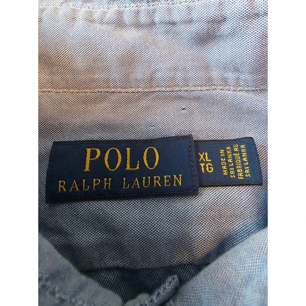 Polo Ralph Lauren Button Down Shirt Mens XL Blue Long Sleeve Oxford Cotton